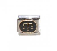 Libra Black Oval enamel charm (24/9-23/10) 9mm Italian charm