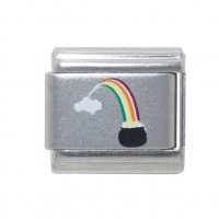 Pot of gold at the end of the rainbow -laser 9mm Italian charm