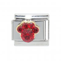 July Birthstone - Ruby - Pawprint 9mm Italian charm