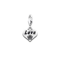 Clip on charm - Heart with flower - Love