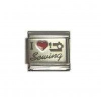 I love sewing - red heart laser 9mm Italian charm