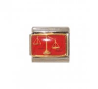 Libra on red background (24/9-23/10) 9mm Italian charm