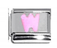 Pink Letter W - 9mm Italian charm