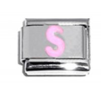 Pink Letter S - 9mm Italian charm