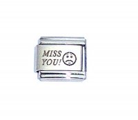 Miss you! with sad face - laser 9mm Italian charm