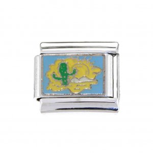 Cactus on yellow background - enamel 9mm Italian charm