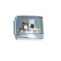 Black and white cats (a) - enamel 9mm Italian charm