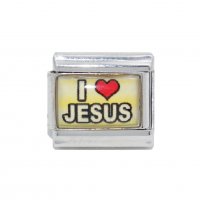 I love Jesus yellow background - 9mm photo Italian charm