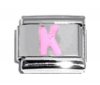 Pink Letter K - 9mm Italian charm