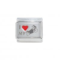 I love my motorbike - red heart laser - 9mm Italian Charm