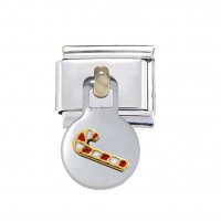 Candy Cane Christmas dangle 9mm Italian charm