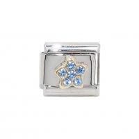 Gold star with blue rhinestones - 9mm Italian charm