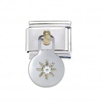 Snowflake dangle 9mm Italian charm fits classic bracelets