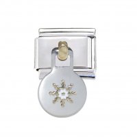 Snowflake dangle 9mm Italian charm fits classic bracelets