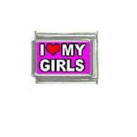 I love my girls - pink photo 9mm Italian charm