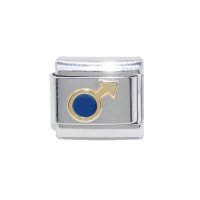 Male Symbol with blue - 9mm Italian Charm