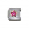 Bright pink sparkly flower - 9mm Italian charm