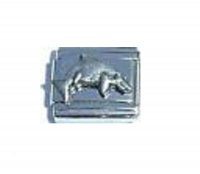 Silver colour dolphin - enamel 9mm Italian charm