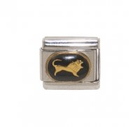 Leo Black Oval enamel (24/7-23/8) 9mm Italian charm