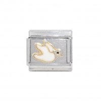 White dove - enamel 9mm Italian charm