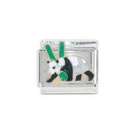 Panda with bamboo shoots (b) - enamel 9mm Italian charm