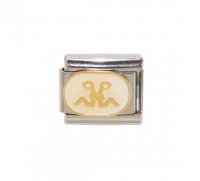 Gemini White Oval charm (22/5-21/6) 9mm Italian charm