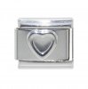 Silver colour outline heart - 9mm Italian Charm