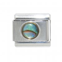 Mother of pearl circle - enamel 9mm Italian charm