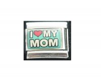 I love my Mom blue - 9mm Photo Italian charm