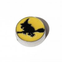 Witch Charm on yellow background - Halloween 7mm floating locket