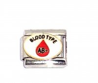 Blood type AB- (negative) enamel 9mm Italian charm