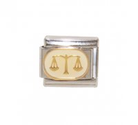 Libra White Oval enamel charm (24/9-23/10) 9mm Italian charm