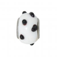 EB52 - Glass bead - White bead with black dots - European bead