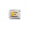 Gold colour Letter E - 9mm Italian charm