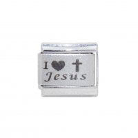 I love Jesus with cross - 9mm plain Laser Italian Charm