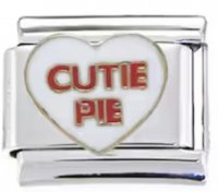 Cutie Pie in white heart - 9mm Italian charm
