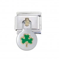 Shamrock dangle 9mm Italian charm - fits classic charm bracelets