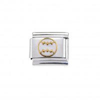 Baseball - Gold Trim - enamel 9mm Italian charm