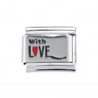 With Love on silver background - 9mm enamel Italian charm