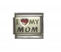 I love my mom - red heart laser 9mm Italian charm