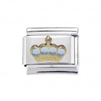 Crown with 4 blue stones - enamel Italian charm