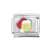 Yellow happy face with Santa Hat - 9mm Italian enamel charm