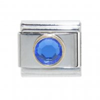 September Birthstone - Sapphire - Gold outline circle charm