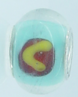 EB305 - Turquoise red and yellow bead
