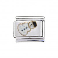 Snowman sparkly - enamel 9mm Italian charm - Christmas