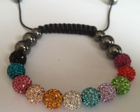 Multi Coloured Crystal Shamballa 10mm Disco ball bracelet