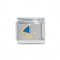 Blue Sail boat - enamel 9mm Italian charm