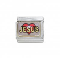 Jesus in red heart - 9mm photo Italian charm