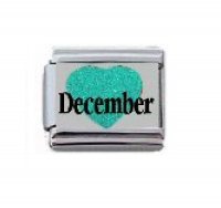 December in Sparkly Heart - Birthmonth 9mm Italian charm