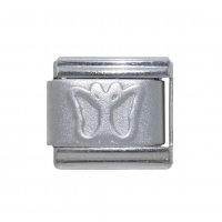Silver coloured MATT butterfly link - 9mm Italian charm